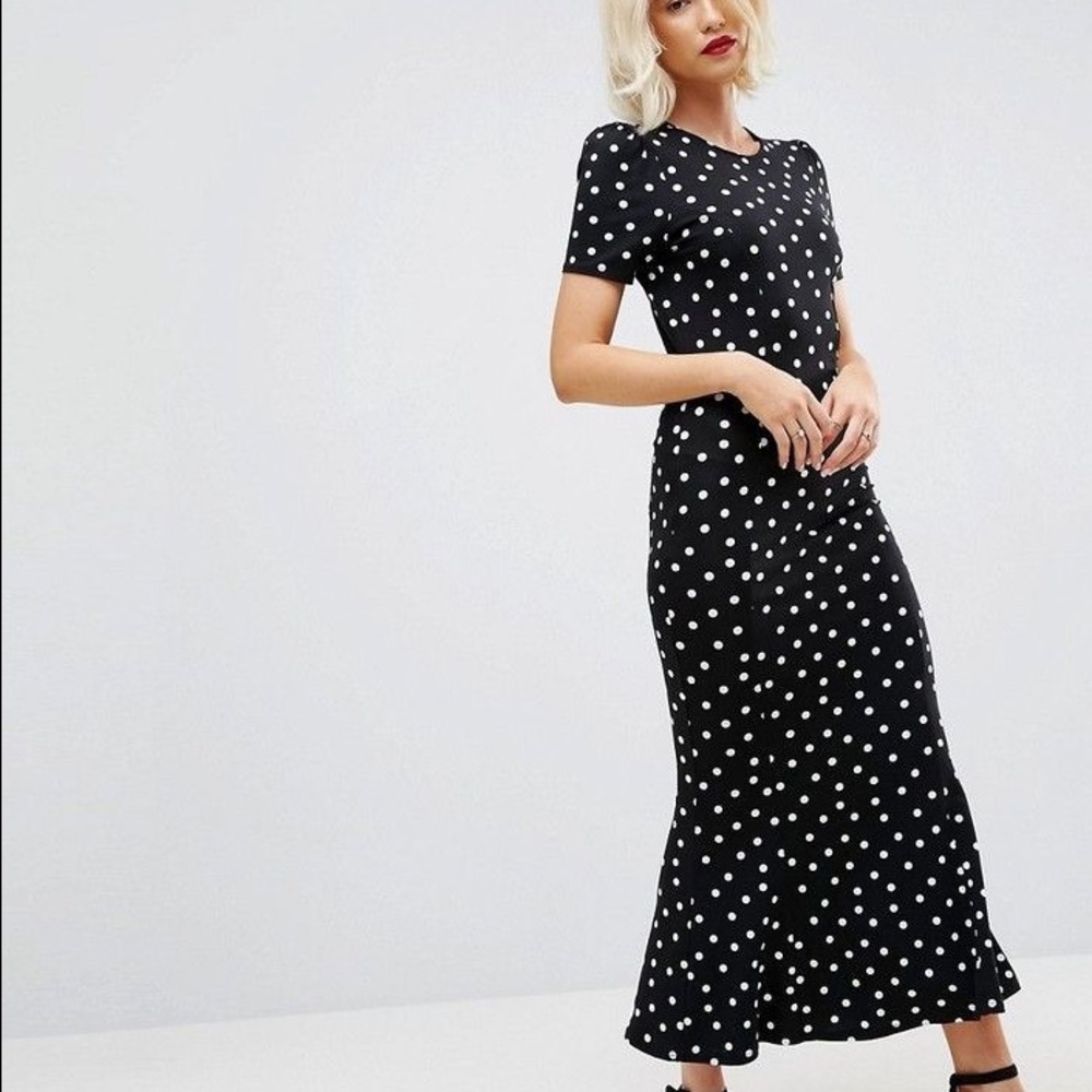 ASOS City Maxi Tea Dress In Polka Dot Print 8 New
